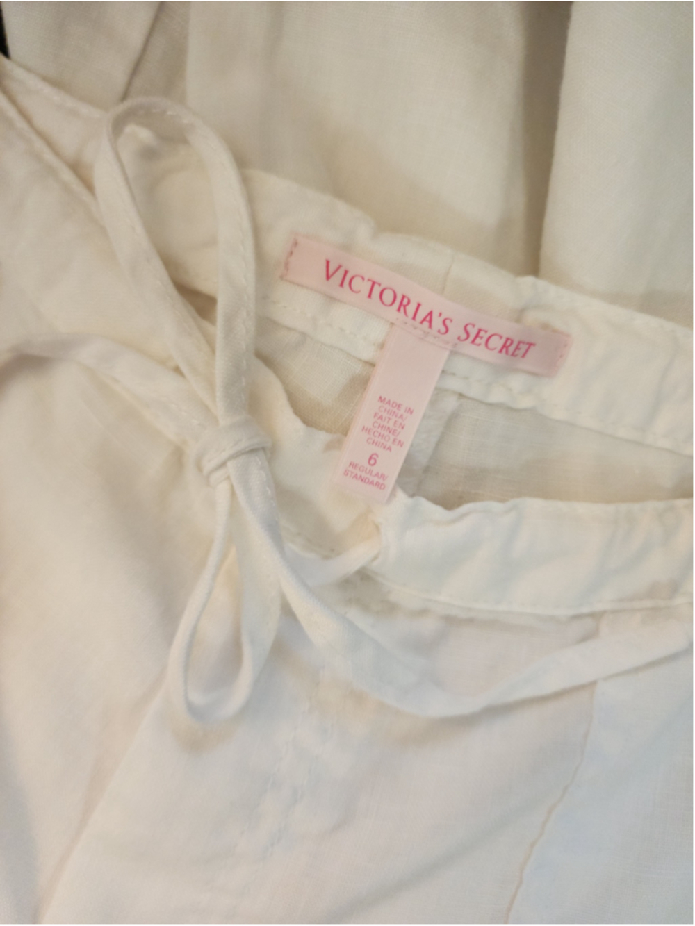 Victoria's Secret The Beach White Linen Wide Leg Pants Size 6 Regular EUC